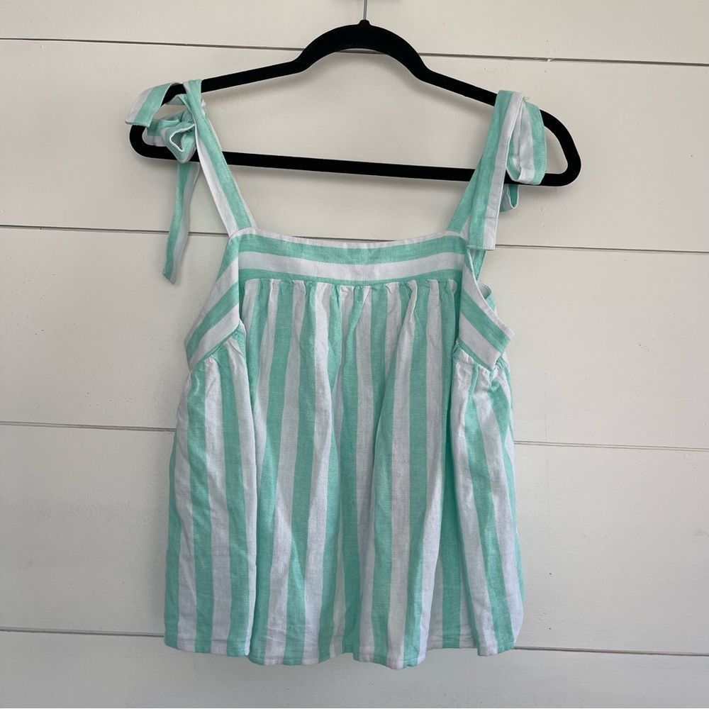 Stoney Clover Lane x Target Green Striped Linen Tank Top